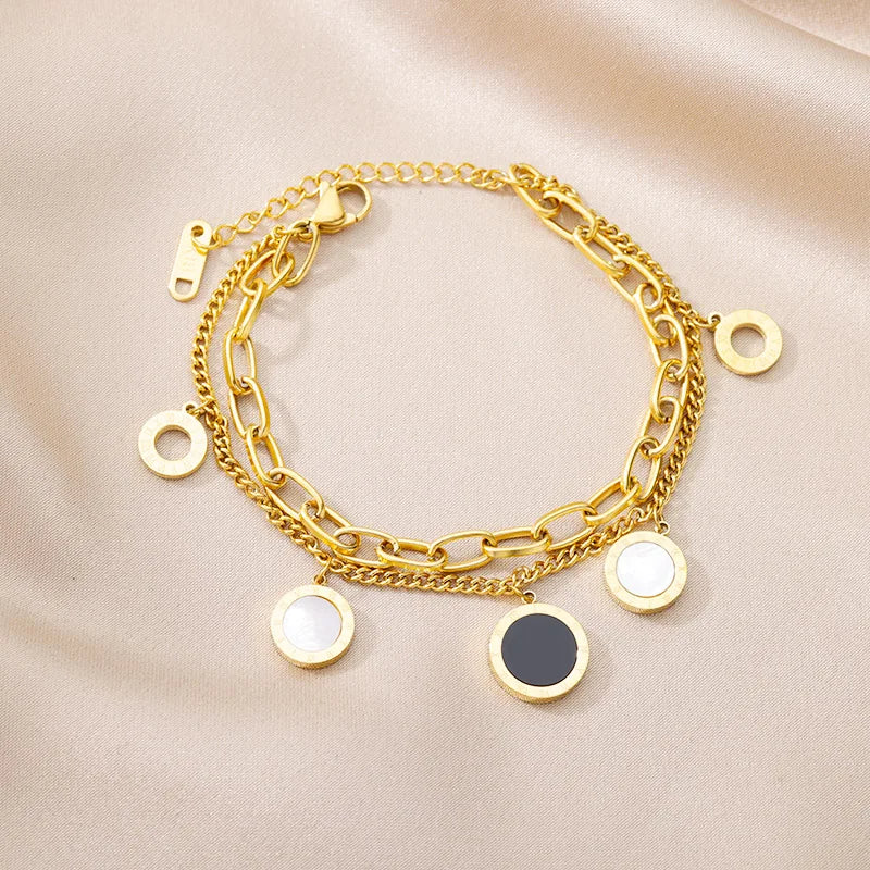 Glamoora New Stainless Steel Fashion Multilayer Bracelets