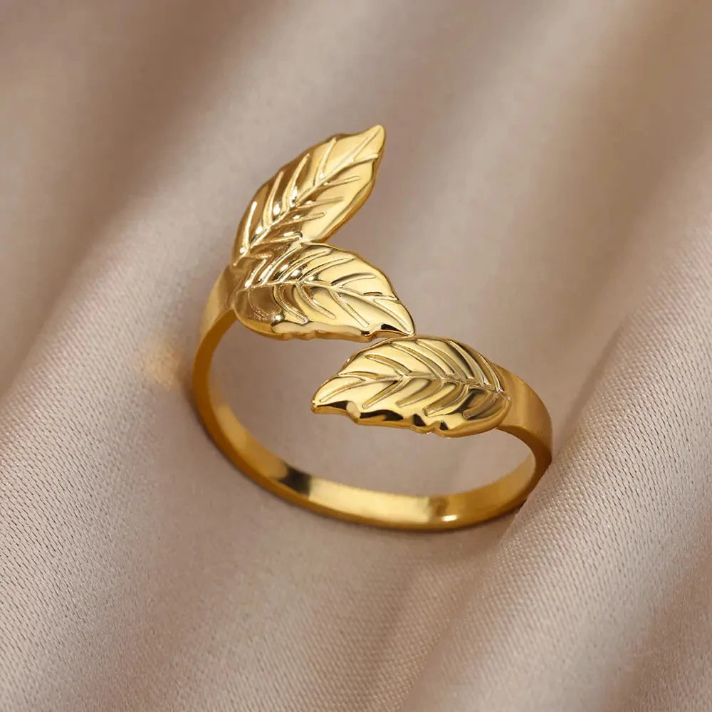 GLAMOORA Gold Stainless Steel Rings
