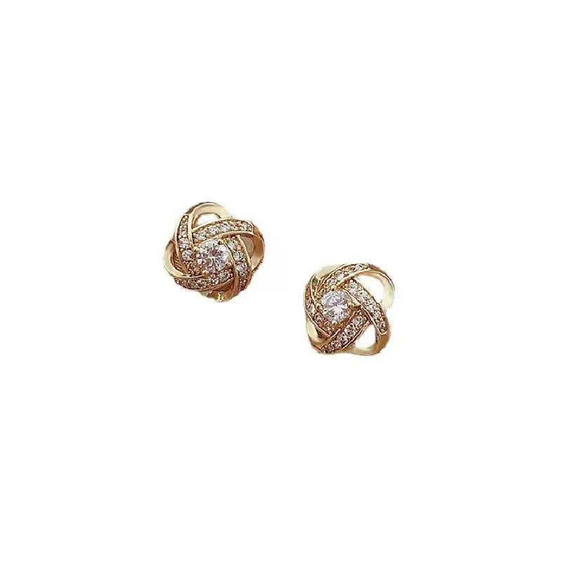 GLAMOORA Golden Crystal Stud Earrings