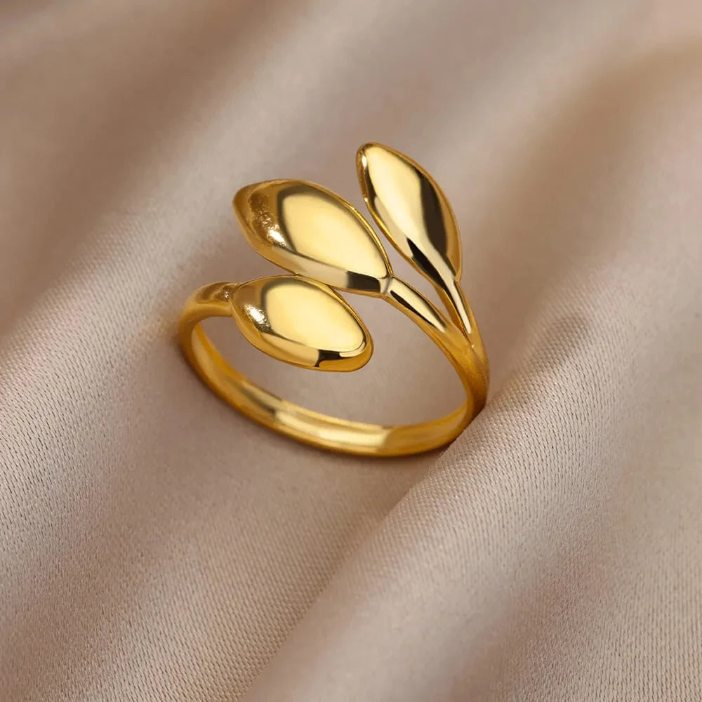 GLAMOORA Gold Stainless Steel Rings