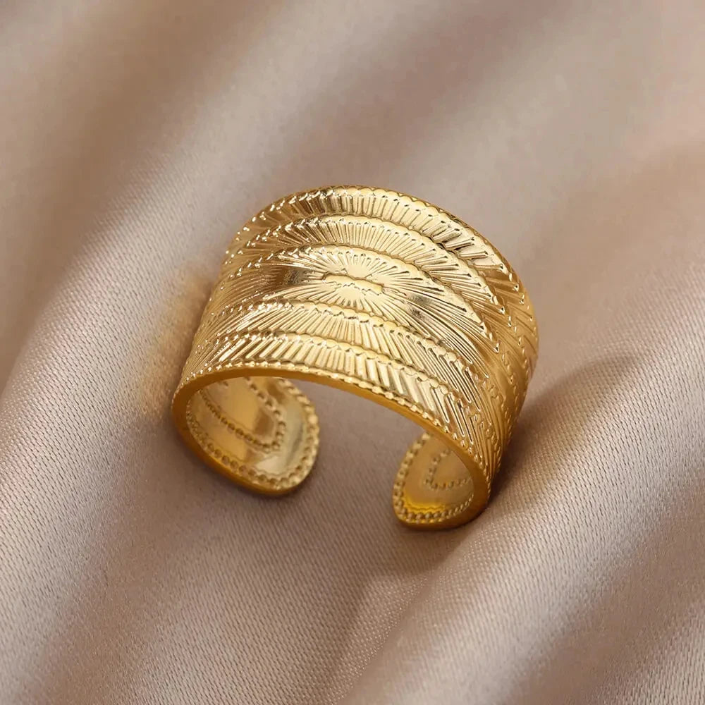 GLAMOORA Gold Stainless Steel Rings