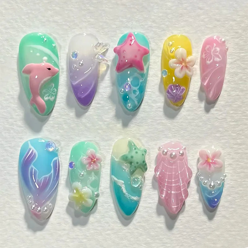 GLAMOORA Pink Butterfly Press-On Nails