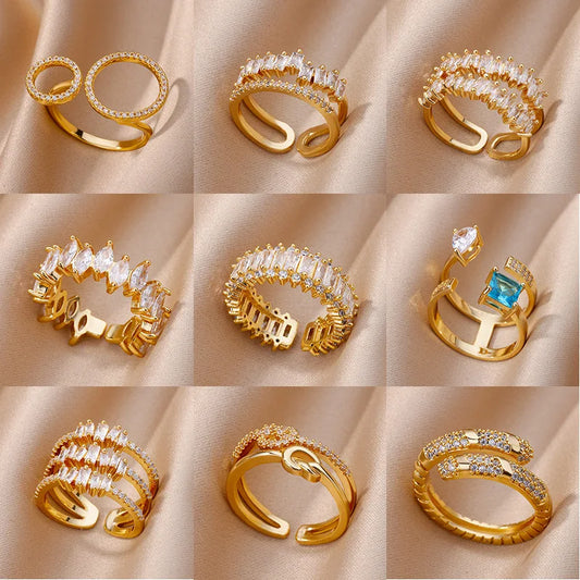Glamoora Multilayer female Rings Gold