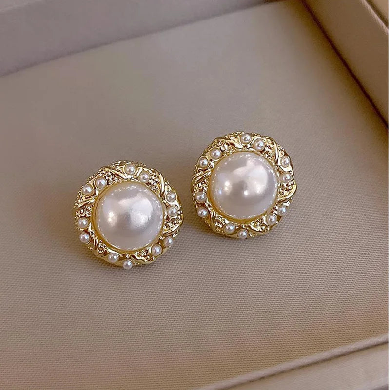 GLAMOORA Golden Crystal Stud Earrings