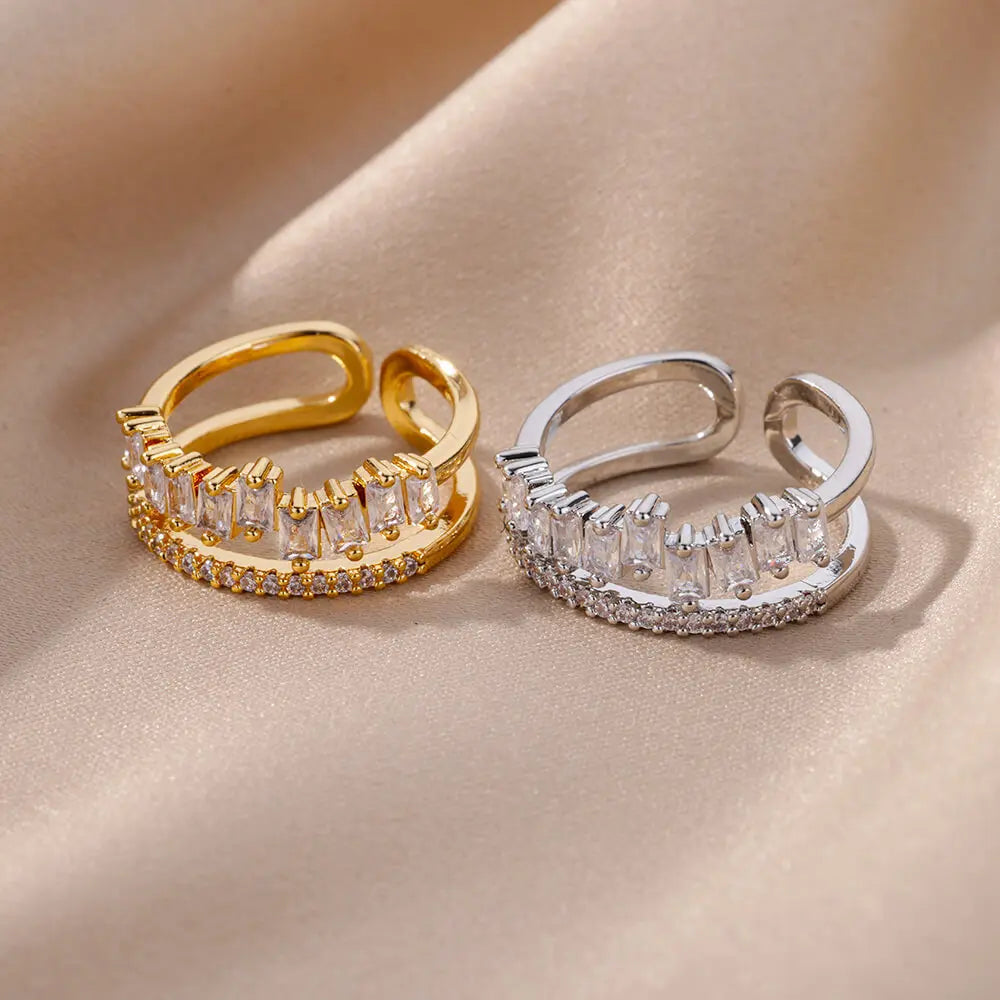 Glamoora Multilayer female Rings Gold