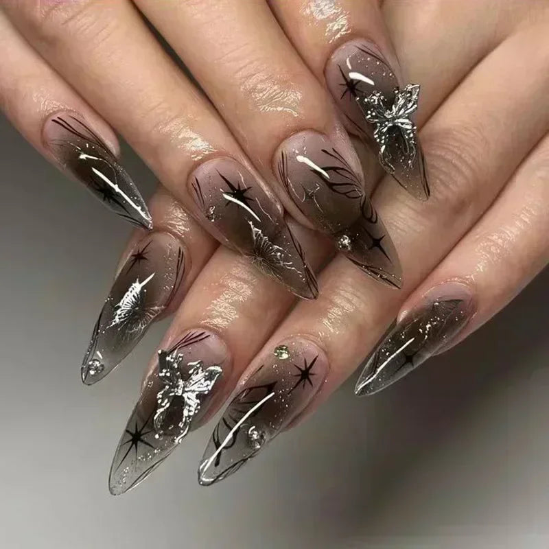 GLAMOORA Pink Butterfly Press-On Nails