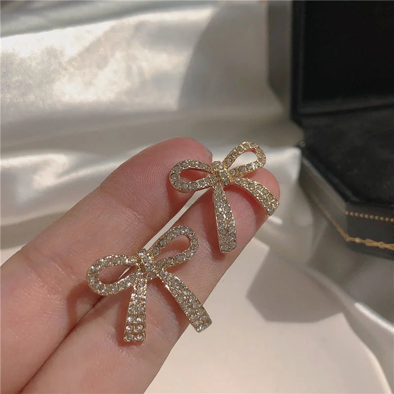 GLAMOORA Golden Crystal Stud Earrings