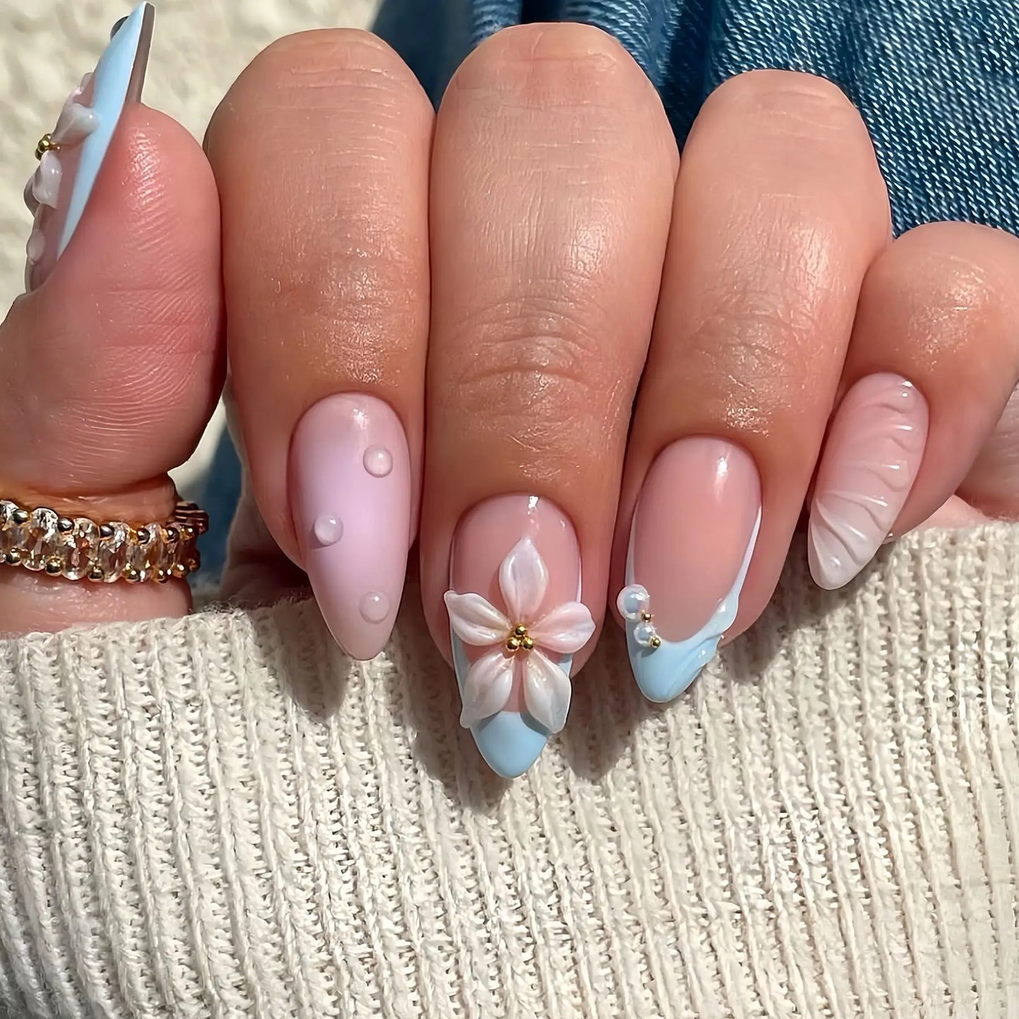 GLAMOORA Pink Butterfly Press-On Nails