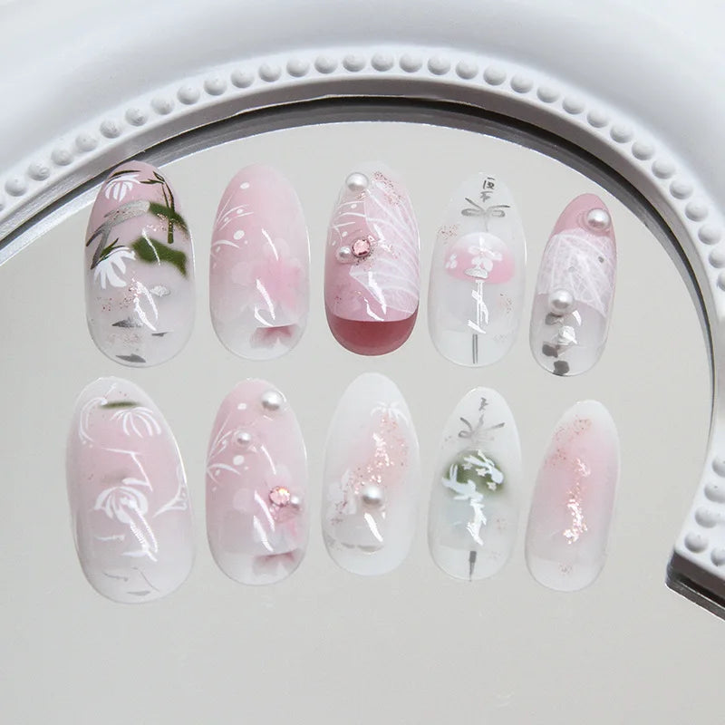 GLAMOORA Pink Butterfly Press-On Nails