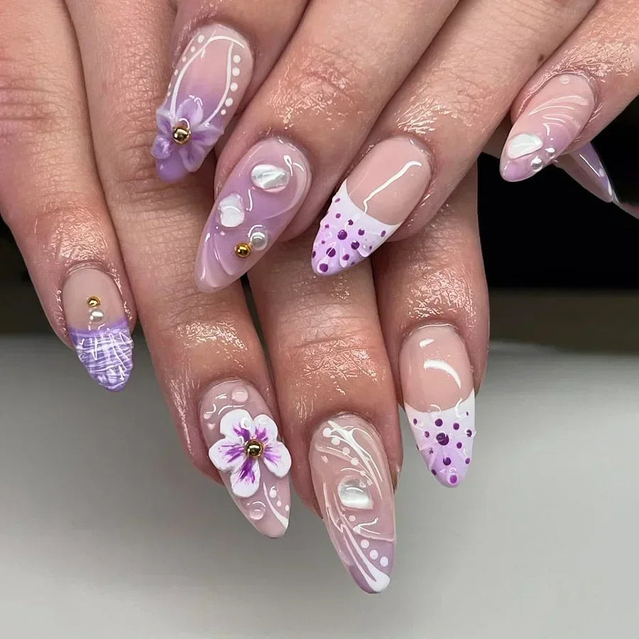 GLAMOORA Pink Butterfly Press-On Nails