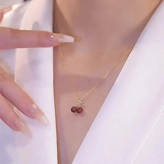 GLAMOORA Cherry Gold Pendant Necklace