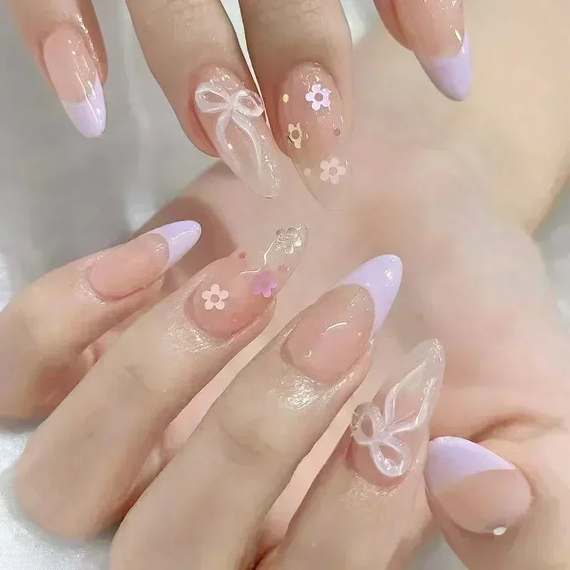 GLAMOORA Pink Butterfly Press-On Nails