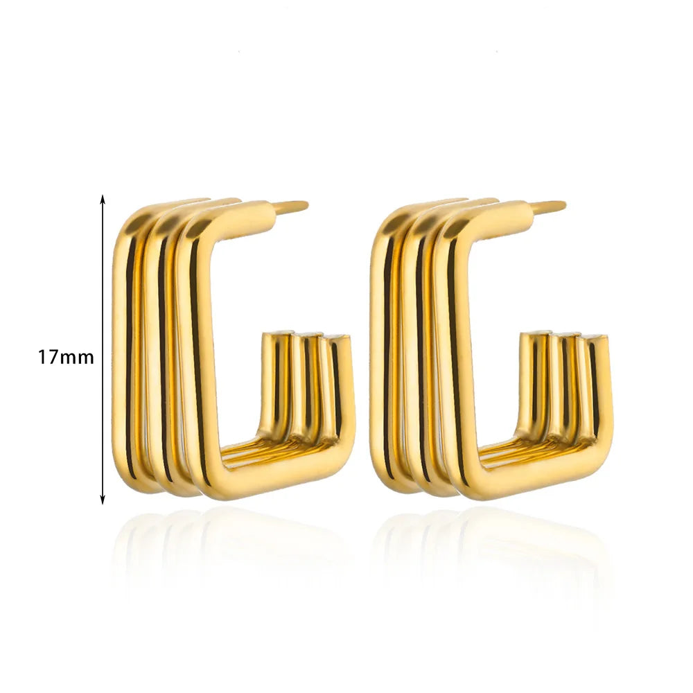 Glamoora -Gold Square Stud Earrings For Women