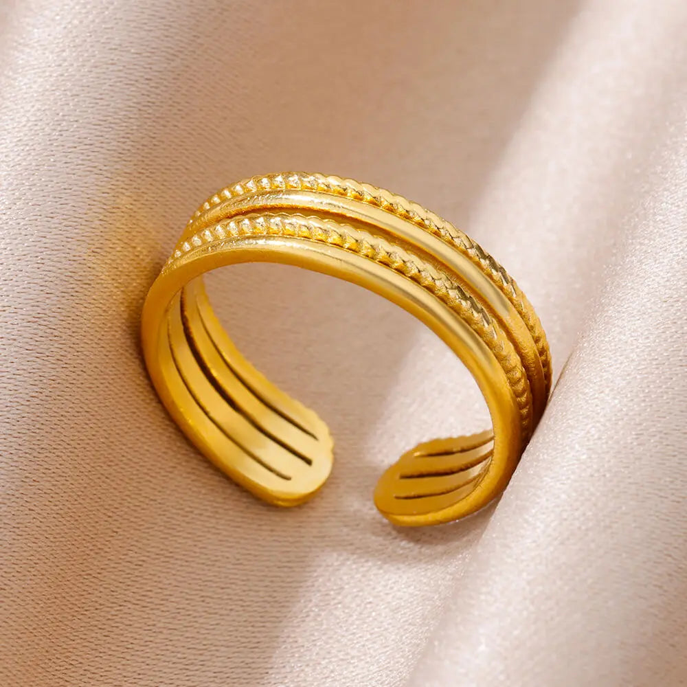 GLAMOORA Gold Stainless Steel Rings