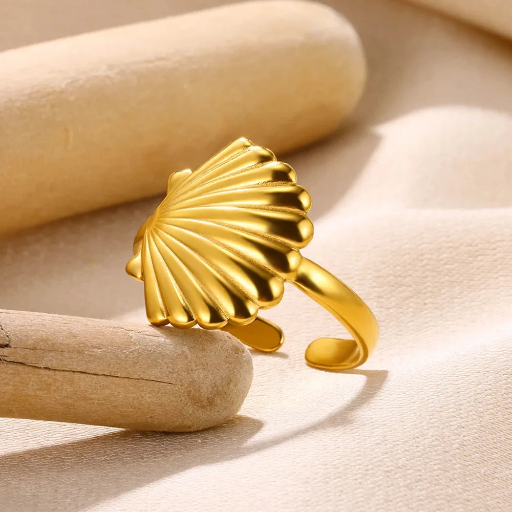 Glamoora Stainless Steel Shell Rings