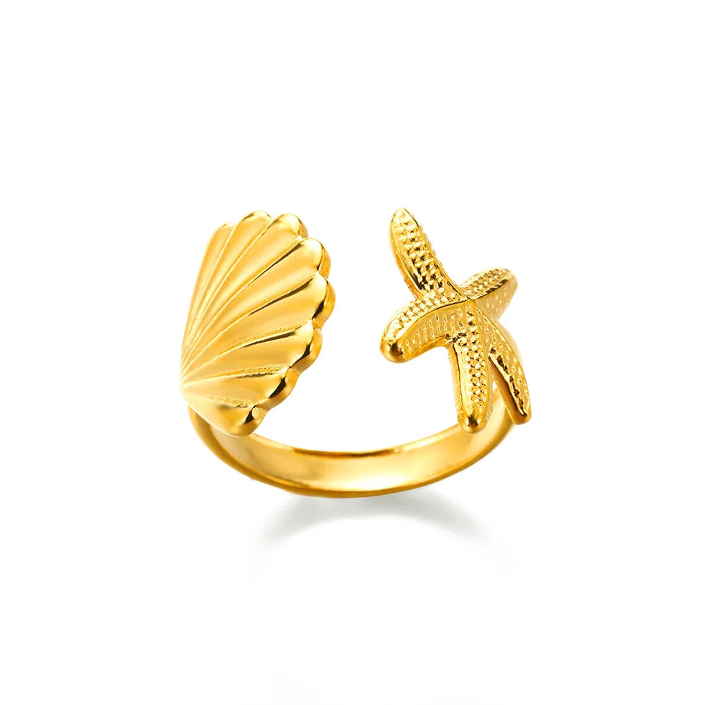 GLAMOORA Gold Stainless Steel Rings