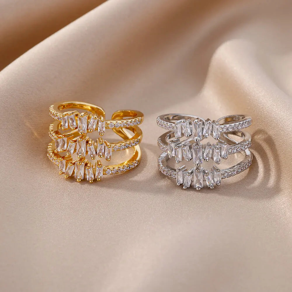 Glamoora Multilayer female Rings Gold