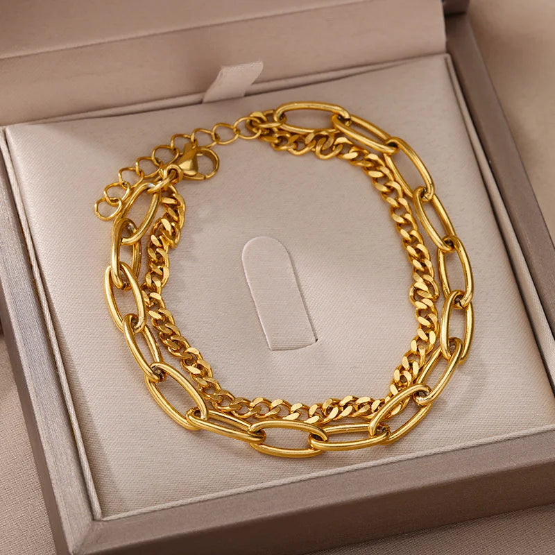 Glamoora New Stainless Steel Fashion Multilayer Bracelets