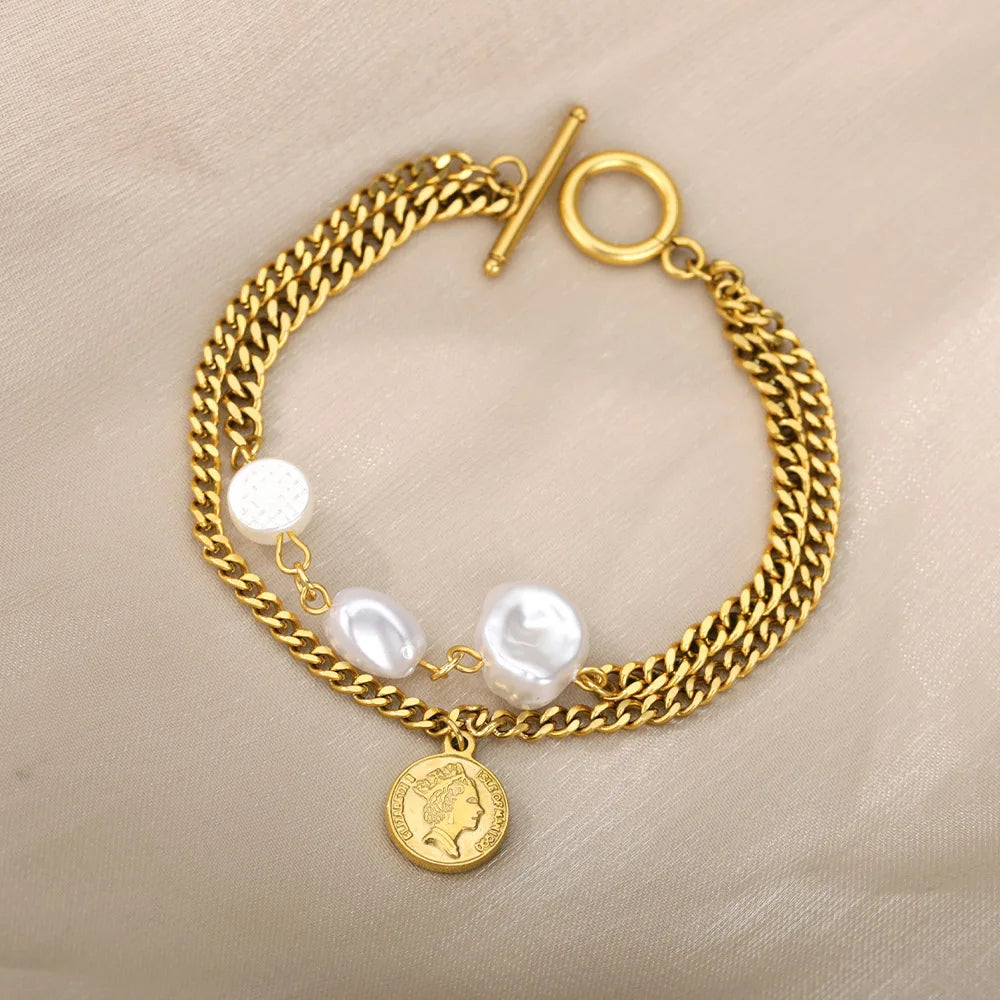 Glamoora New Stainless Steel Fashion Multilayer Bracelets