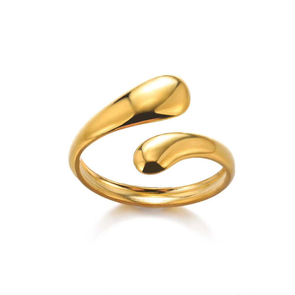 GLAMOORA Gold Stainless Steel Rings