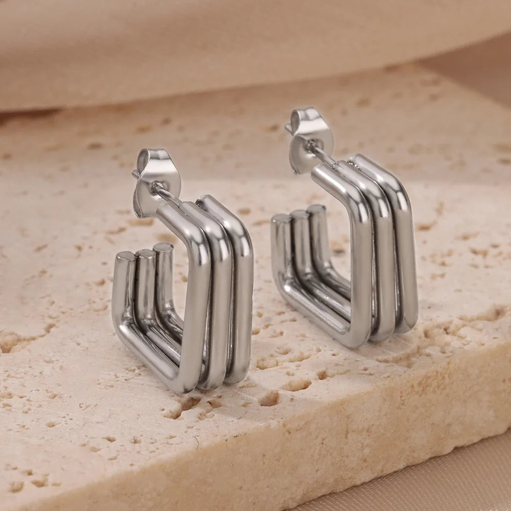 Glamoora -Gold Square Stud Earrings For Women