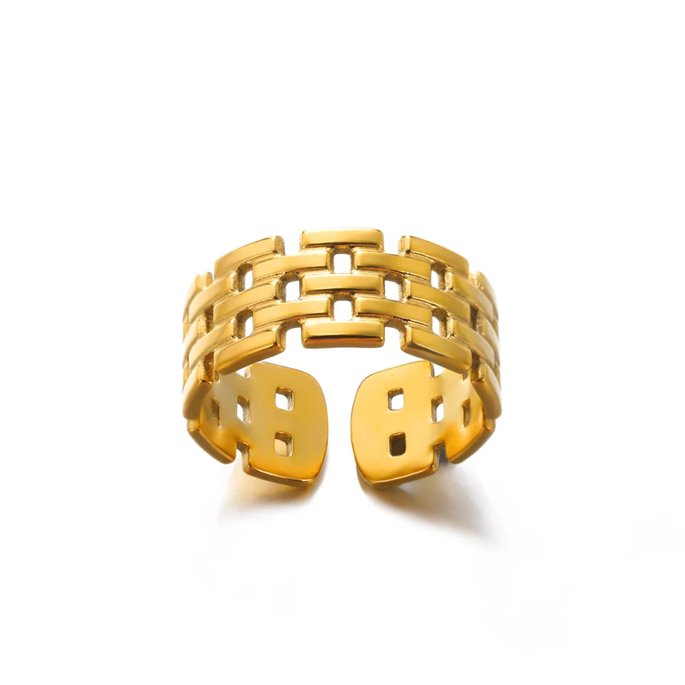 GLAMOORA Gold Stainless Steel Rings
