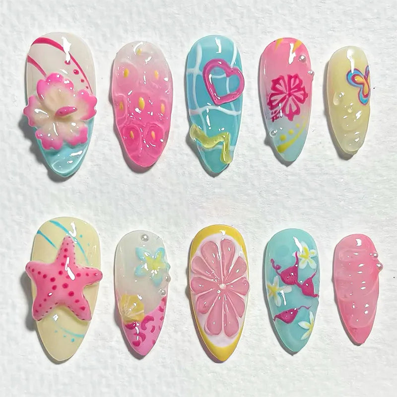 GLAMOORA Pink Butterfly Press-On Nails