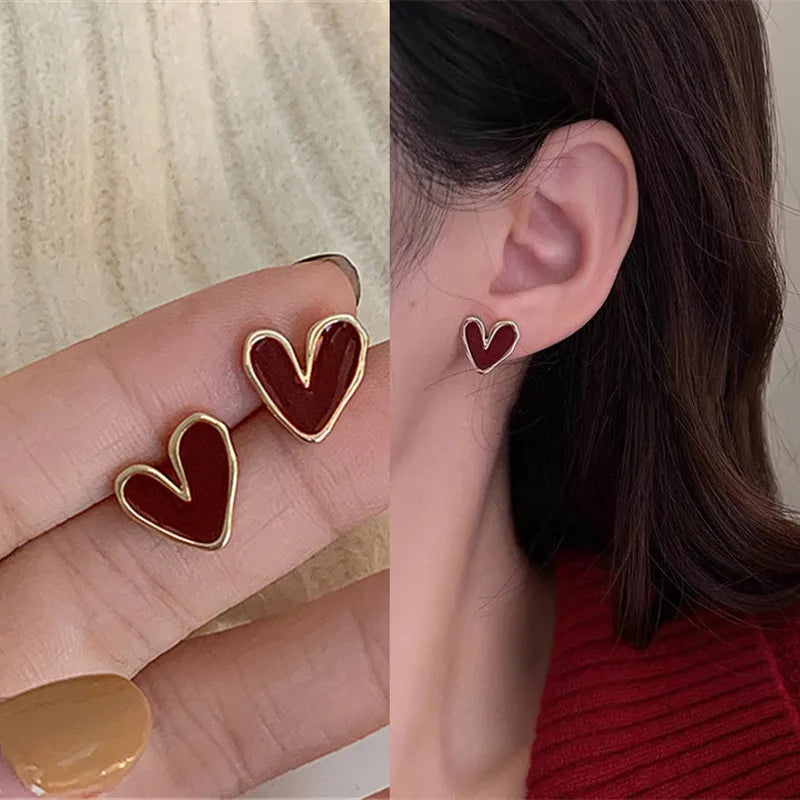 GLAMOORA Golden Crystal Stud Earrings