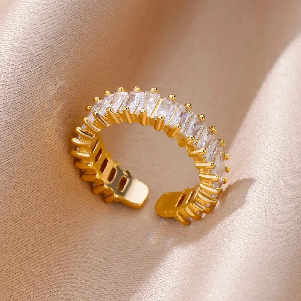 GLAMOORA Gold Stainless Steel Rings