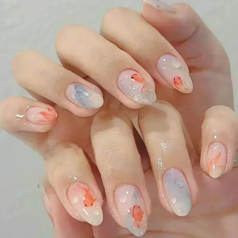 GLAMOORA Pink Butterfly Press-On Nails