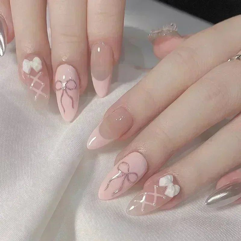 GLAMOORA Pink Butterfly Press-On Nails