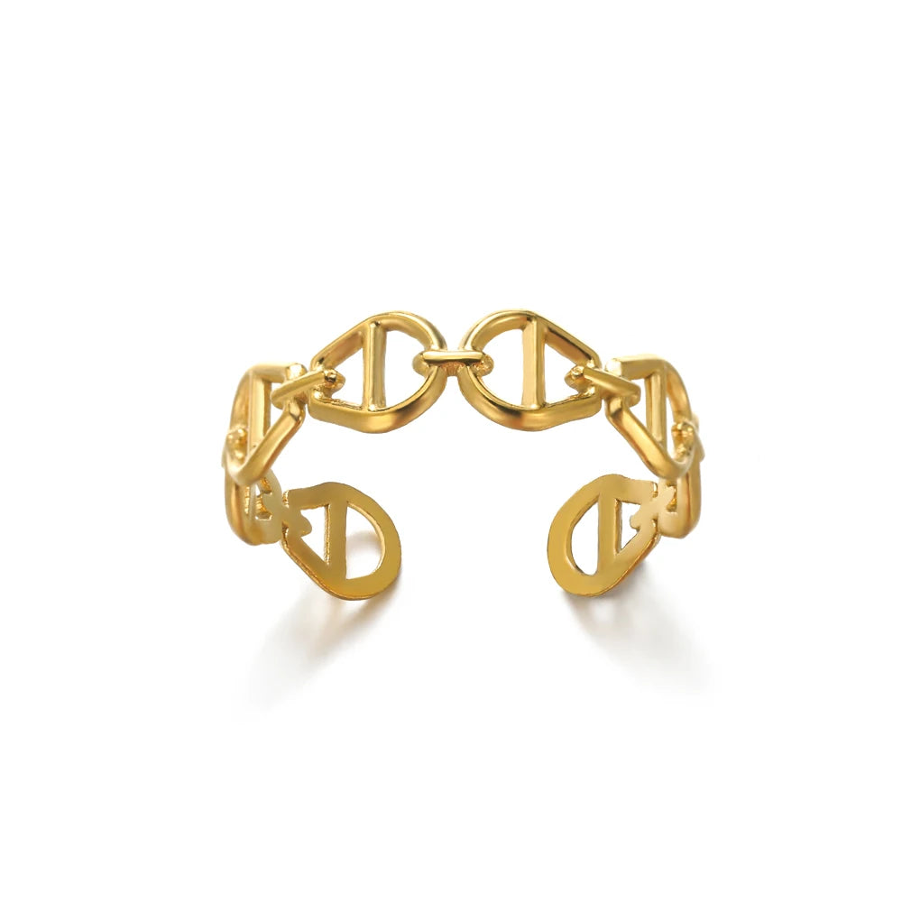 GLAMOORA Gold Stainless Steel Rings