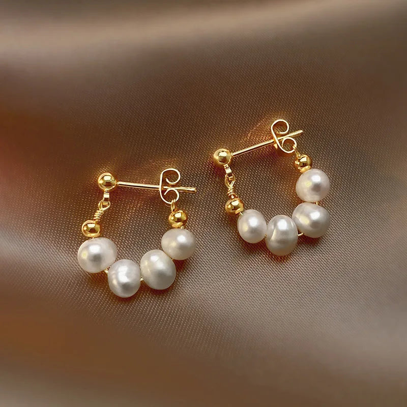 GLAMOORA Golden Crystal Stud Earrings