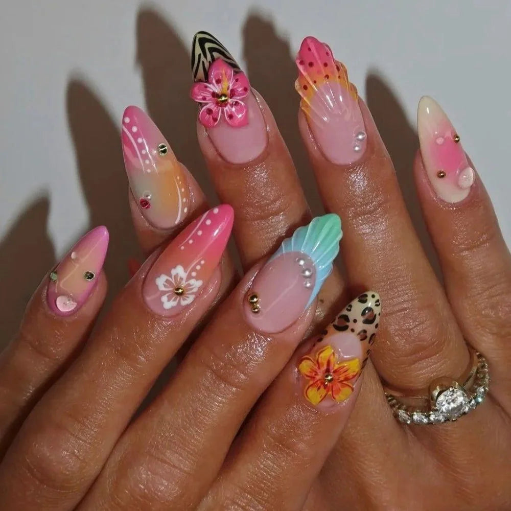 GLAMOORA Pink Butterfly Press-On Nails