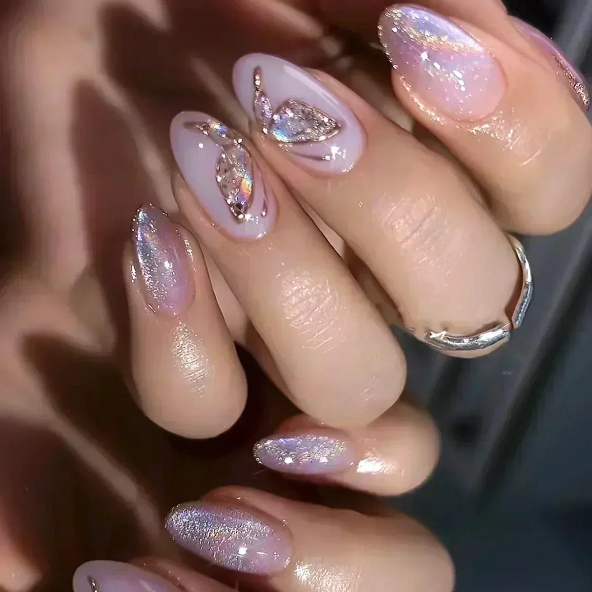GLAMOORA Pink Butterfly Press-On Nails
