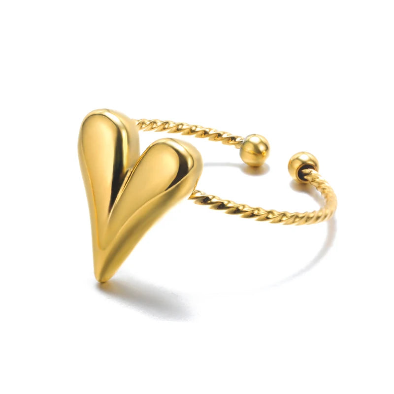 GLAMOORA Gold Stainless Steel Rings