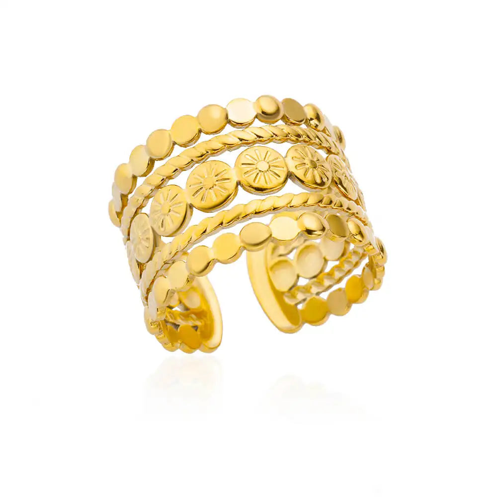 GLAMOORA Gold Stainless Steel Rings