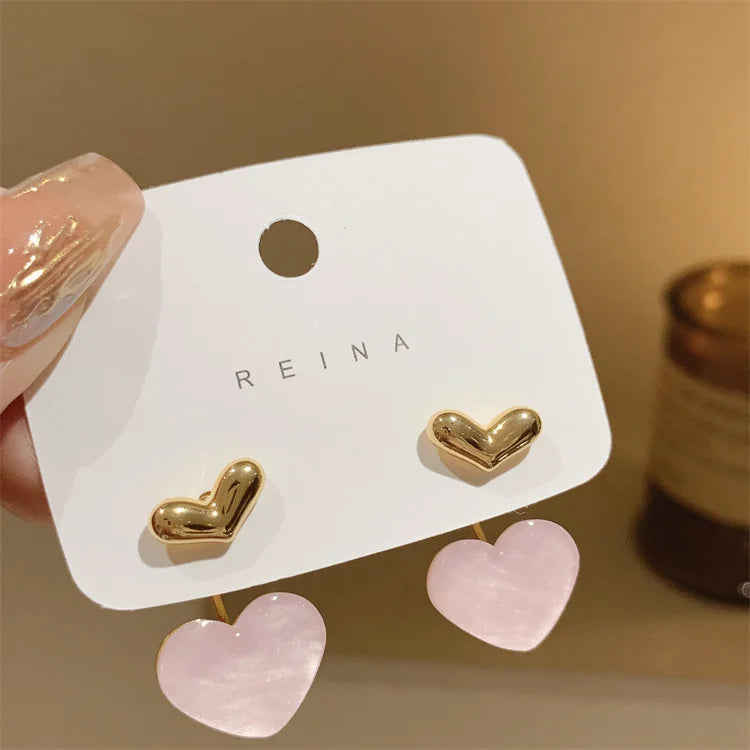 GLAMOORA Golden Crystal Stud Earrings