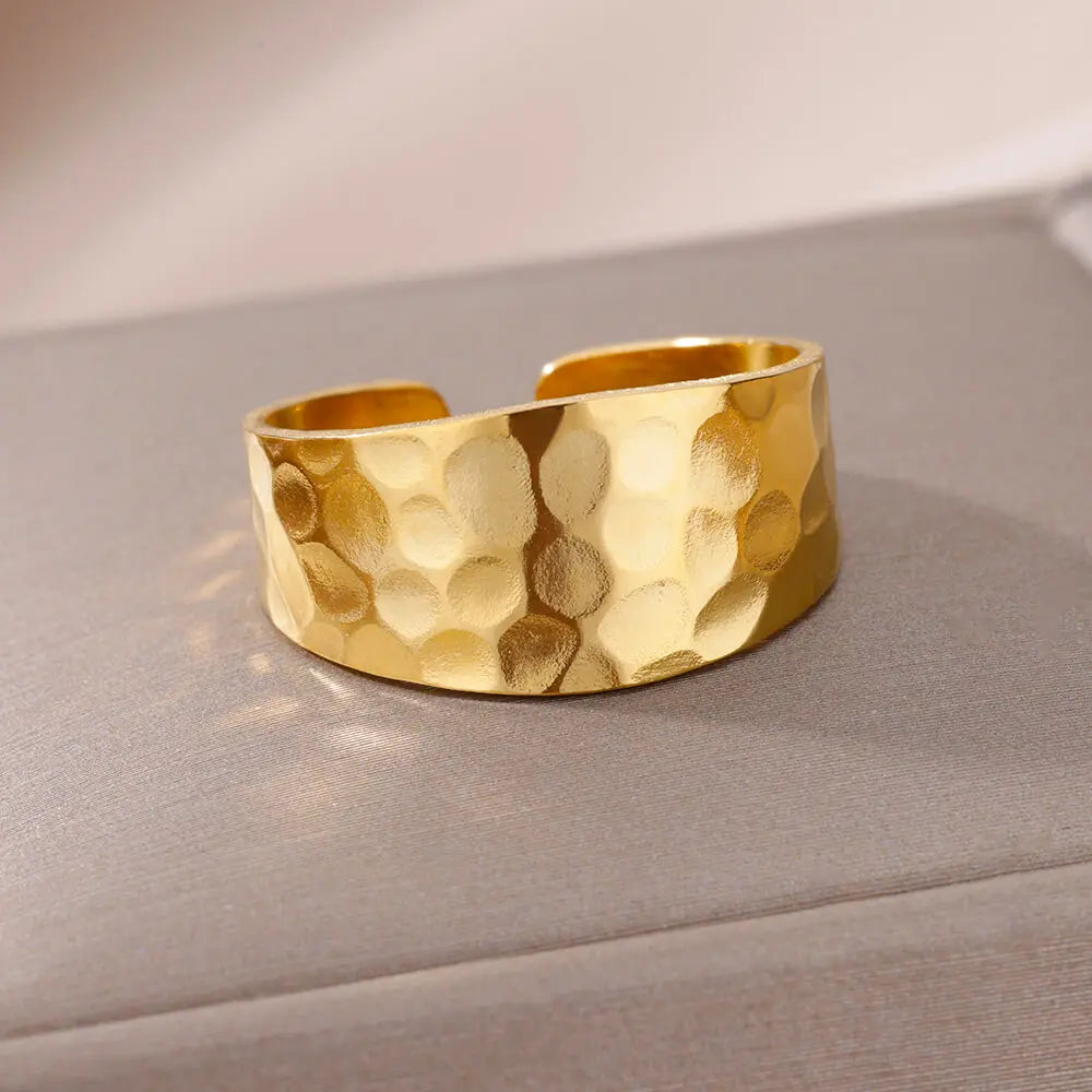 GLAMOORA Gold Stainless Steel Rings