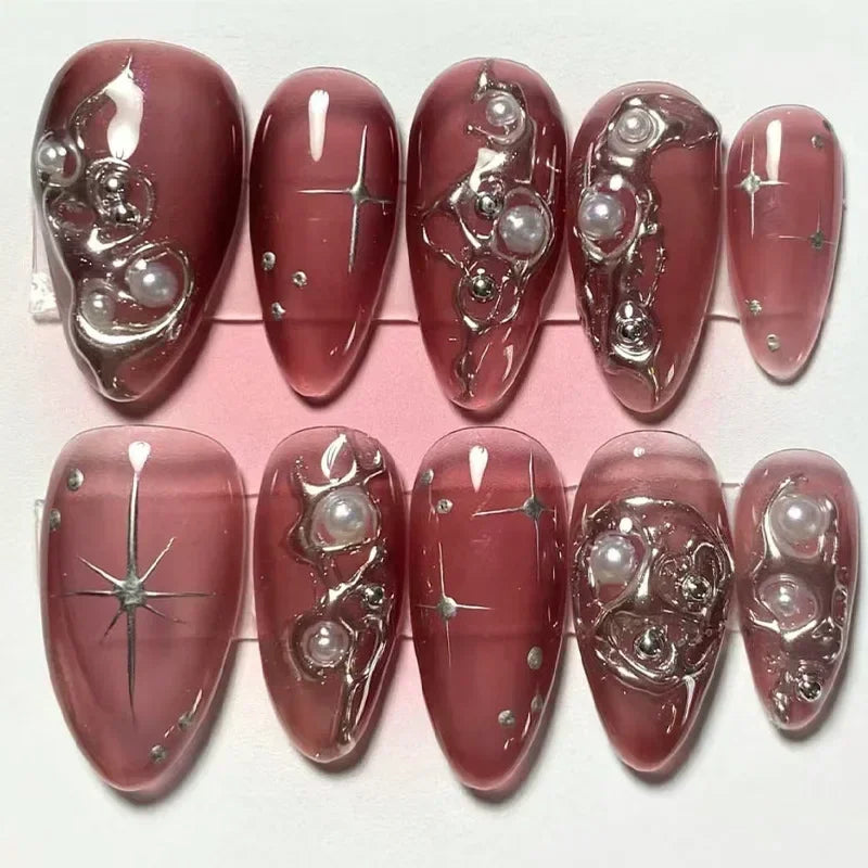 GLAMOORA Pink Butterfly Press-On Nails