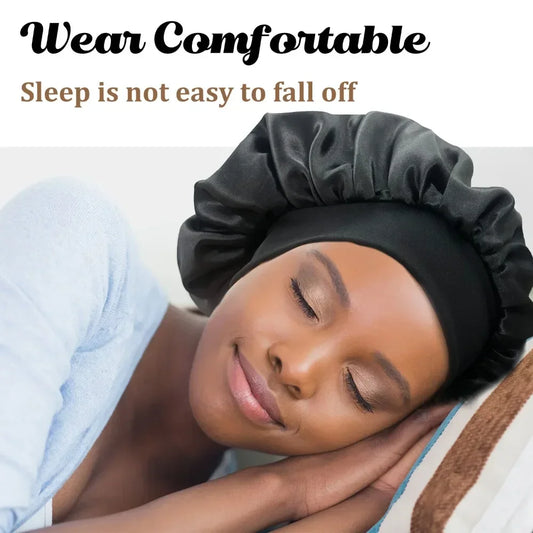 glamoora - New Women's Satin Solid Wide-brimmed Sleeping Hat