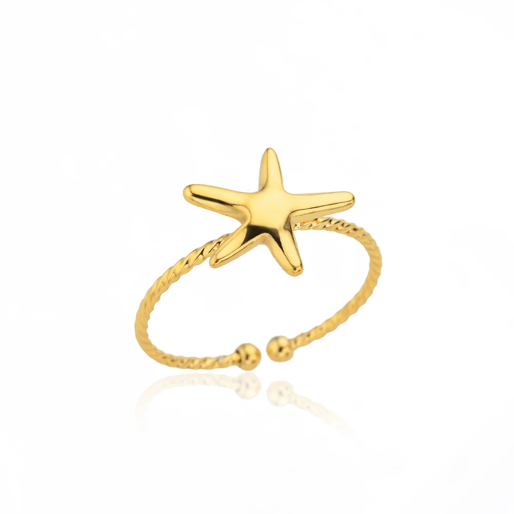 GLAMOORA Gold Stainless Steel Rings