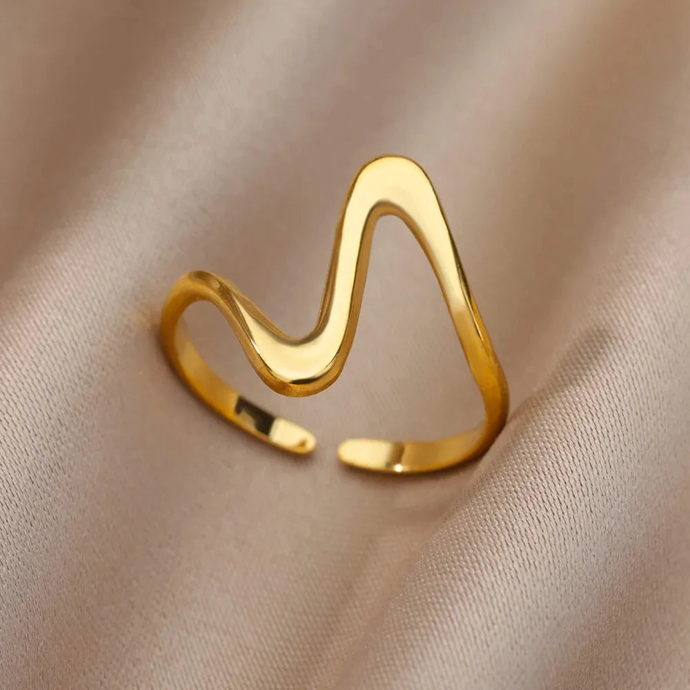 GLAMOORA Gold Stainless Steel Rings