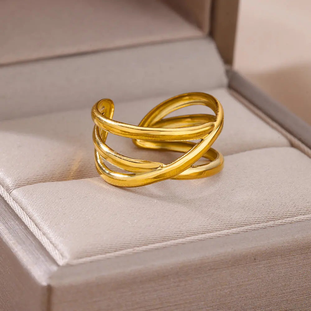 GLAMOORA Gold Stainless Steel Rings