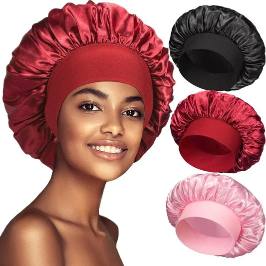 glamoora - New Women's Satin Solid Wide-brimmed Sleeping Hat