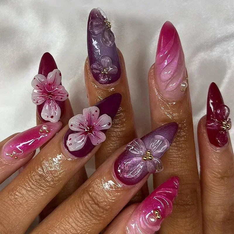 GLAMOORA Pink Butterfly Press-On Nails