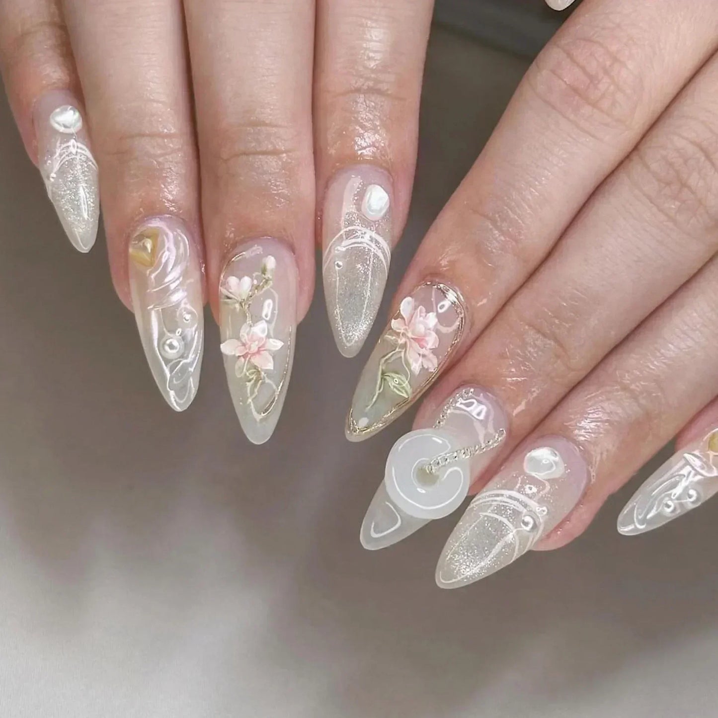 GLAMOORA Pink Butterfly Press-On Nails