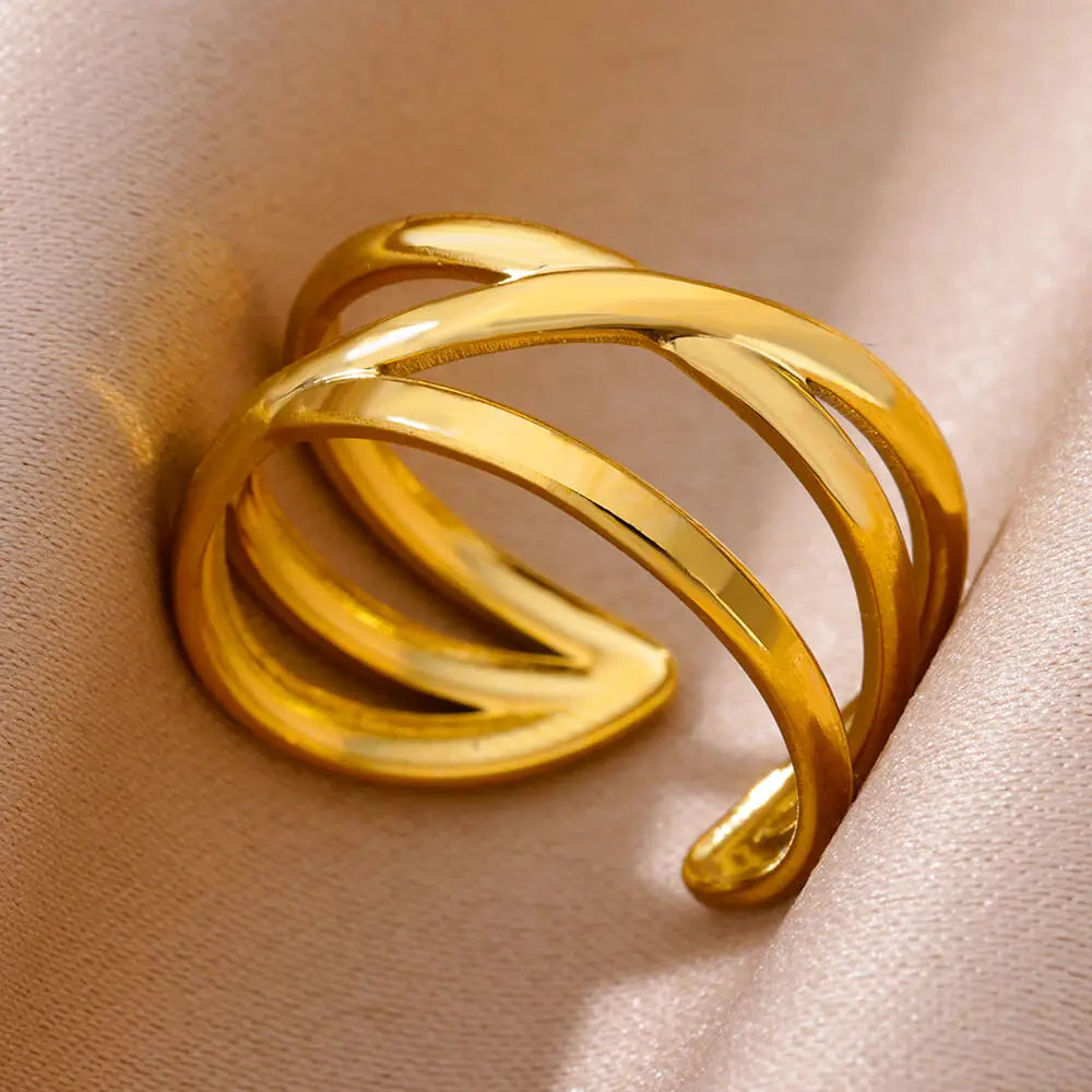 GLAMOORA Gold Stainless Steel Rings