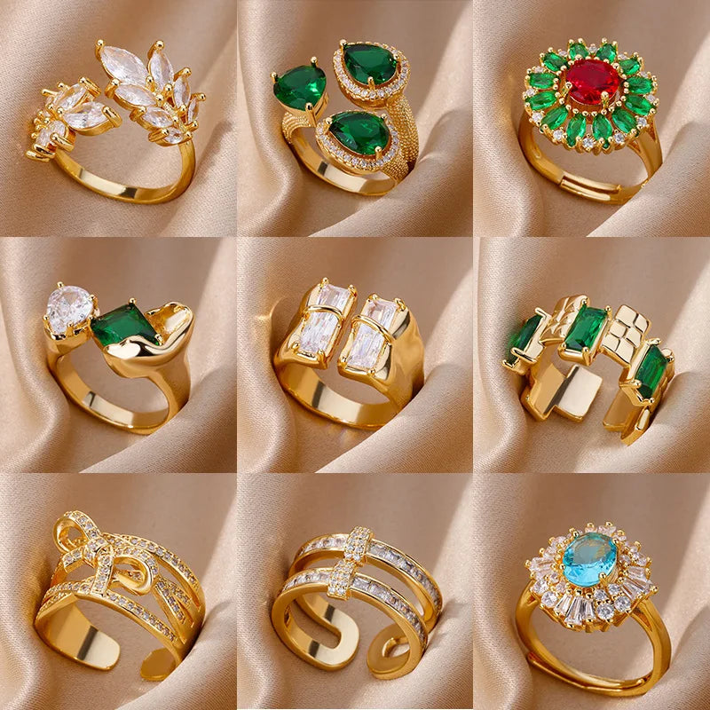 Glamoora Adjustable Colored zircon Ring for Women