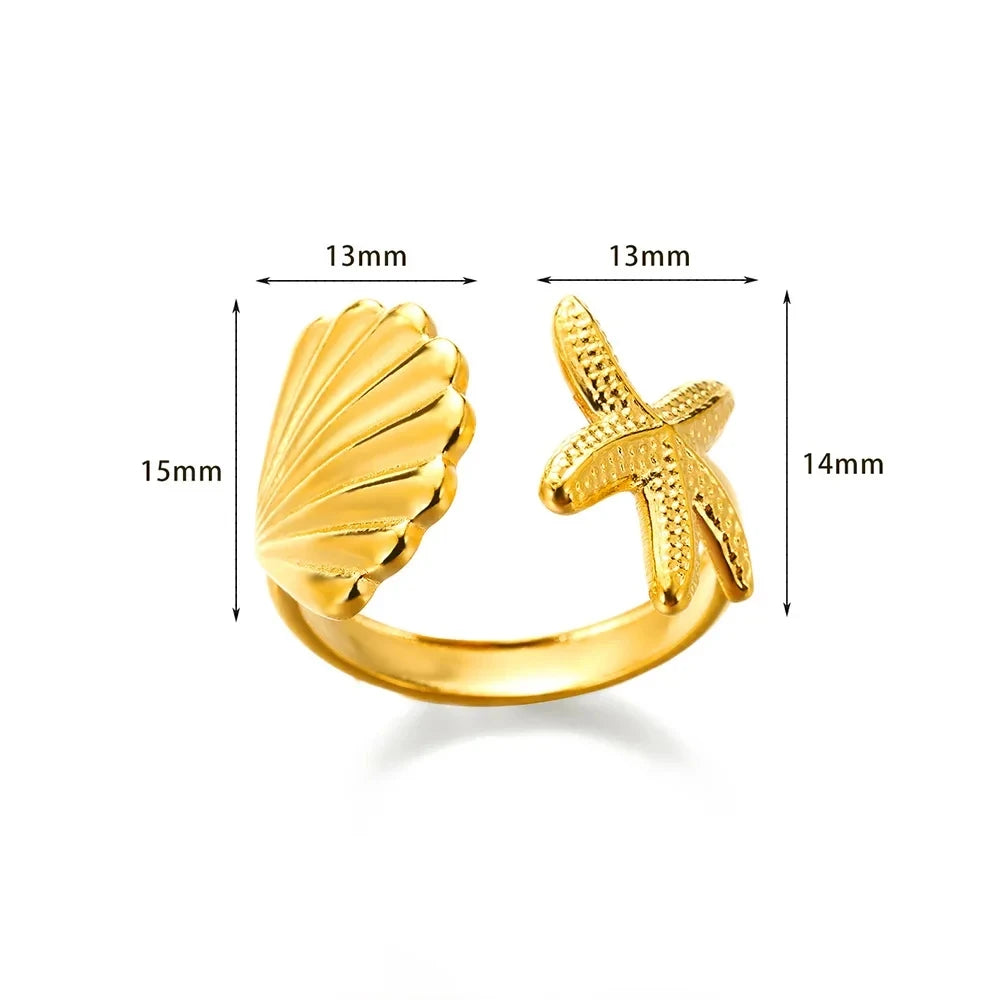 Glamoora Stainless Steel Shell Rings